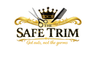 The Safe Trim logo with scissors, comb, and crown for premium barber kits